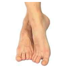 Close up of feet crossed with the little toes pressed together